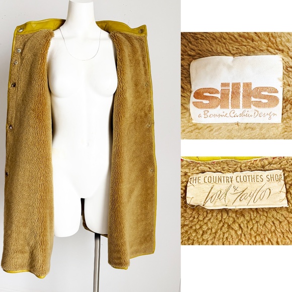 Bonnie Cashin for Sills Coat Large Pocket Pink Check Wool Lime Leather Trim 60s - Picture 13 of 14